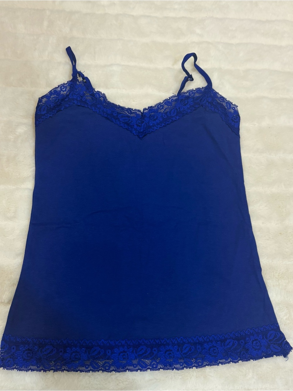 Vintage Royal Blue Lace-Trim Camisole